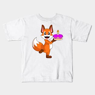 Fox Birthday Candle Cake Kids T-Shirt